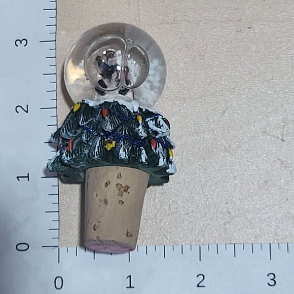 Snow Globe Holiday Wine Corks Set of 2 Christmas Tree Santa Claus Wintery Snowma - Picture 6 of 11
